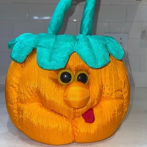 Vintage 1994 Plush Pumpkin Trick or Treat Basket